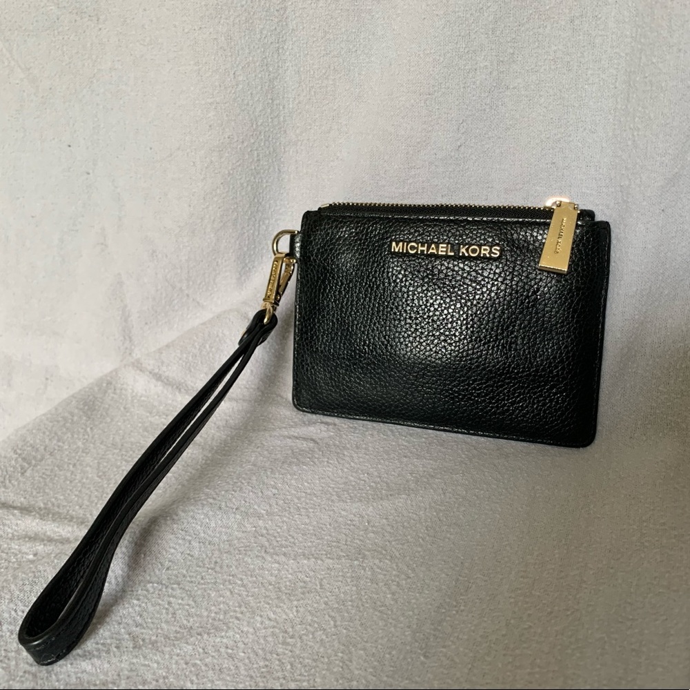 Michael Kors Small Black Leather Coin Purse Wristlet